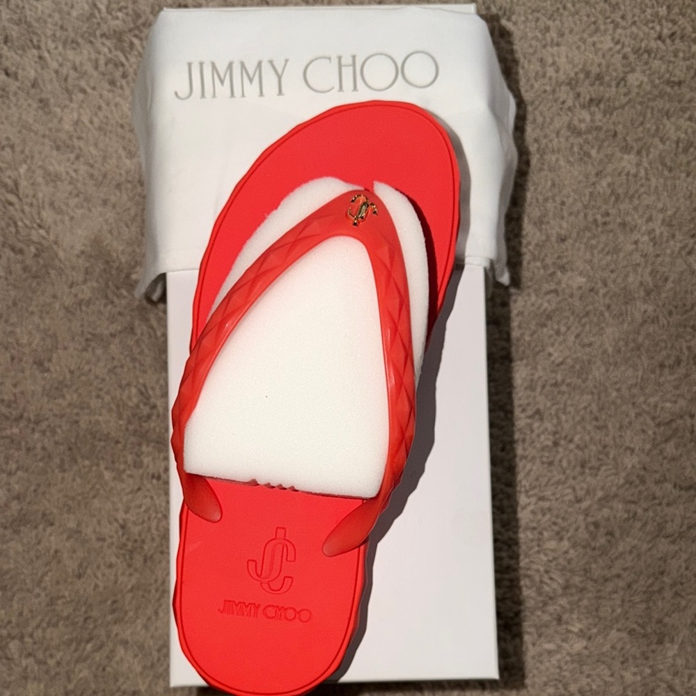 Red Jelly Flip Flop Sandals - Picture 3 of 3